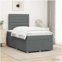vidaXL LED boxspringbed met matras, donkergrijs, 120 x 190 cm, gestoffeerd