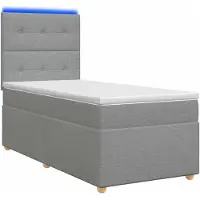 vidaXL Boxspringbed met matras, lichtgrijs, 90 x 200 cm, gestoffeerd