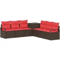 vidaXL Bankstel 7 st Bruin en Rood 120 x 62 x 69 cm