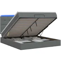 vidaXL Ottomanbed met matras en LED-verlichting, donkergrijs, 140 x 190 cm, stof