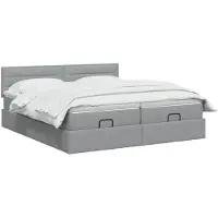 vidaXL Ottoman bed met matras en hoofdeinde, 2 stuks, lichtgrijs, stoffen bekleding