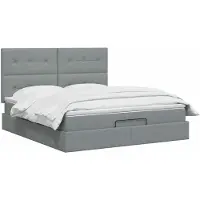 vidaXL Ottoman bed met matras Lichtgrijs 160 x 200 cm Stof