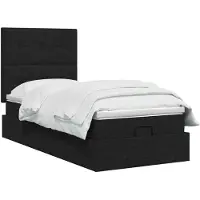 vidaXL Ottomanbed met matras en LED-verlichting, zwart, 100 x 200 cm, met stoffen bekleding
