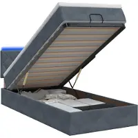 vidaXL Ottomanbed met matras en LED-verlichting, donkergrijs, 80 x 200 cm, fluweel