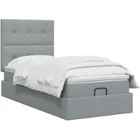 vidaXL Ottomanbed met matras en LED-verlichting, lichtgrijs, 100 x 200 cm, stof