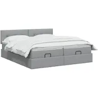 vidaXL Ottoman bed met matras en hoofdeinde, 2 stuks, lichtgrijs, gestoffeerd