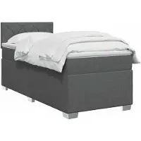vidaXL Boxspringbed met matras en LED-verlichting, donkergrijs, 90 x 190 cm, stof