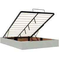 vidaXL Ottomanbed met matras en LED-verlichting, lichtgrijs, 140 x 200 cm, fluweel