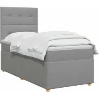 vidaXL Boxspringbed met matras Lichtgrijs 90 x 190 cm Stof