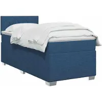vidaXL Boxspringbed met matras en blauwe LED-verlichting, 90 x 200 cm, gestoffeerd