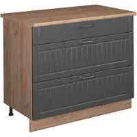 Vicco Keukenonderkast Fame-Line, Donkergrijs/Goudkleurig Eiken, 100 cm, WB Eik