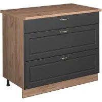 Vicco Keukenonderkast Fame-Line, Anthrazit-Gold Landhaus/Goudkleurig Eiken, 100 cm, WB Eik