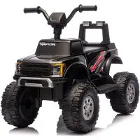 Sun baby Ford Raptor F150 Elektrische Kinderauto Accuvoertuig 12V - LED Verlichting, Terreinbanden, Opbergruimte - Zwart