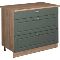Vicco Keukenonderkast Fame-Line Groen-Goud Landhuis/Goudkleurig Eiken 100 cm, WB Eik, Model 62046