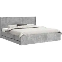 vidaXL Bedframe met opbergruimte en hoofdeinde, betonkleur, 200 x 200 cm