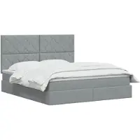 vidaXL LED-bed met opbergruimte en matras, lichtgrijs, 160 x 200 cm, met stoffen bekleding