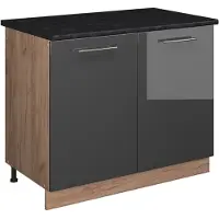 Vicco Wastafelkast Fame-Line, Antraciet Hoogglans/Goudkleurig Eiken, 100 cm, WB Antraciet
