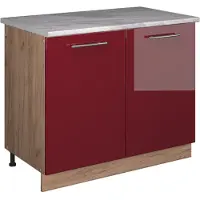 Vicco Wastafelkast Fame-Line, Bordeauxrode hoogglans/Goudkleurig Eiken, 100 cm, WB Marmer