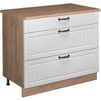 Vicco Keukenonderkast Fame-Line, Wit Landhuis/Goudkleurig Eiken, 100 cm, WB Eik