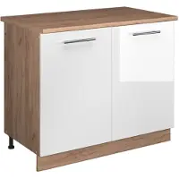 Vicco Wastafelkast Fame-Line, Wit Hoogglans/Goudkleurig Eiken, 100 cm, WB Eik