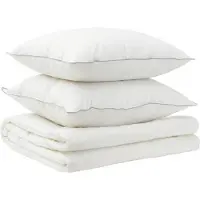 vidaXL Dekbed en Kussen Set 3 st 135x220 cm Zomer 200 GSM Wol Wit