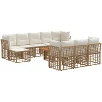 vidaXL Tuinbank Set 11 st Natuurlijk en Crème Wit poly rattan