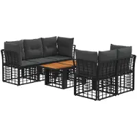 vidaXL Tuinbank Set 6 st Zwart en Donkergrijs poly rattan