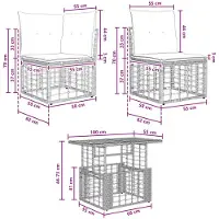 vidaXL Tuinbank Set 5 st Zwart en Donkergrijs poly rattan