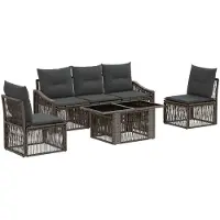 vidaXL - Tuinbank - Set - 6 - st - Grijs - en - Donkergrijs - poly - rattan