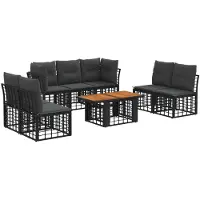 vidaXL Tuinbank Set 8 st Zwart en Donkergrijs poly rattan