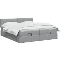 vidaXL Ottoman bed met matras met hoofdeinde 2 st Lichtgrijs Stof