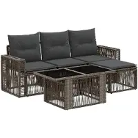 vidaXL Tuinbank Set 5 st Grijs en Donkergrijs poly rattan