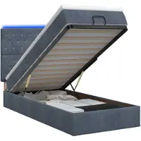 vidaXL Ottomanbed met matras en LED-verlichting, donkergrijs, 90 x 190 cm, fluweel