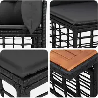 vidaXL Tuinbank Set 7 st Zwart en Donkergrijs poly rattan