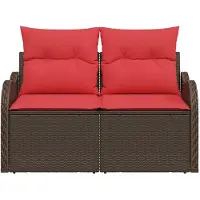 vidaXL Tuinbank met kussens, 121 x 62 x 69 cm, polyrotan