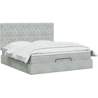 vidaXL Ottomanbed met matras en LED-verlichting, lichtgrijs, 160 x 200 cm, fluweel
