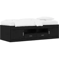 vidaXL Bedframe met opbergruimte en plank, zwart eikenhout, 80 x 200 cm