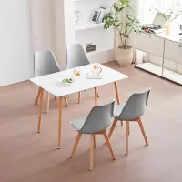 Sonstiges Eetkamer set: Eettafel met 4 stoelen, 110x70x75 cm, hout, grijs, Scandinavisch design