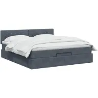vidaXL Ottomanbed met matras en LED-verlichting, donkergrijs, 140 x 200 cm, fluweel