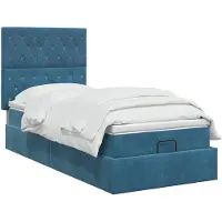 vidaXL Ottomaanse Bed met Matras en LED Donkerblauw 80 x 200 cm