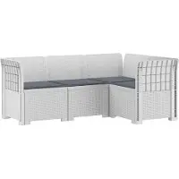 vidaXL 4-Persoons Tuin Sofa met Kussens Rattan Look PP Wit