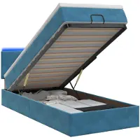 vidaXL Ottomanbed met matras en LED-verlichting, donkerblauw, 90 x 190 cm, fluweel