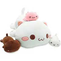 Sonstiges Pluche kattenfamilie, 50 cm, met 3 kittens. Knuffel, cadeau voor kinderen
