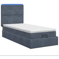 vidaXL Ottomanbed met matras en LED-verlichting, donkergrijs, 90 x 200 cm, fluweel