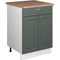Vicco Onderkast voor spoelbak/kookplaat Fame-Line, Groen-Goud Landhuis/Wit, 60 cm met lade, WB Eik