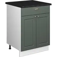 Vicco Onderkast voor spoelbak/kookplaat Fame-Line Groen-Goud Landhuis/Wit 60 cm met lade, WB Antraciet, Model 60962