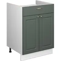 Vicco Onderkast voor spoelbak/kookplaat Fame-Line, Groen-Goud Landhuis/Wit, 60 cm met lade, zonder werkblad