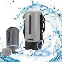 OEM Campingdouche met waterslang - 12 liter buitendouche met handvat - geschikt voor wandelen, outdooractiviteiten en klimmen - met pomp en transporttas - grijs