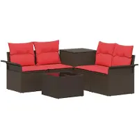 vidaXL Bankstel 6 st 4-Aantal zitplaatsen Bruin en Rood