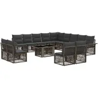 vidaXL Tuinbank Set 14 st Grijs en Donkergrijs poly rattan